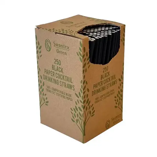 Black Paper Cocktail Straws (D3076_P2)