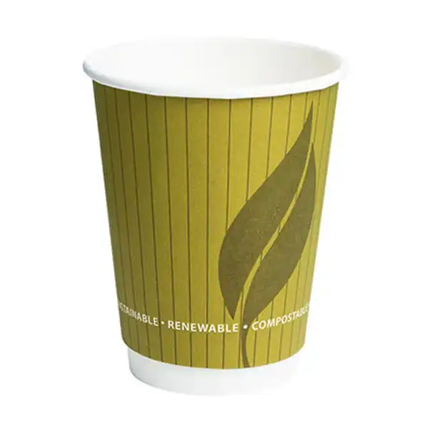 12oz Green Leaf 2 Double Wall Coffee Cups (D3053_P5)