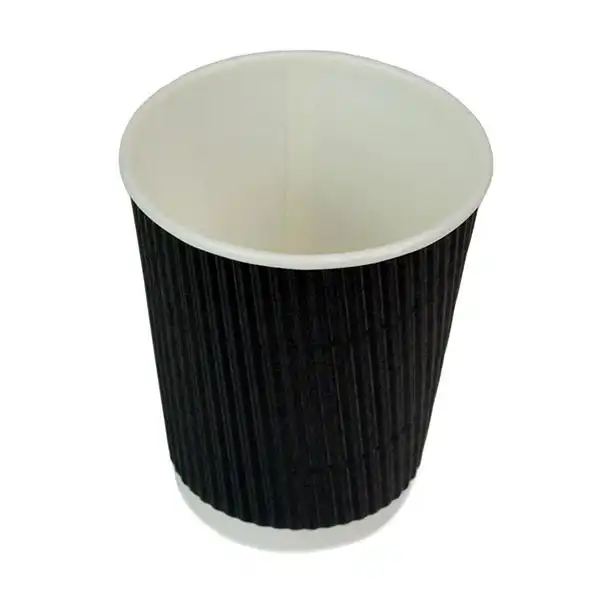 8oz Black Ripple Coffee Cups (d3056p5)