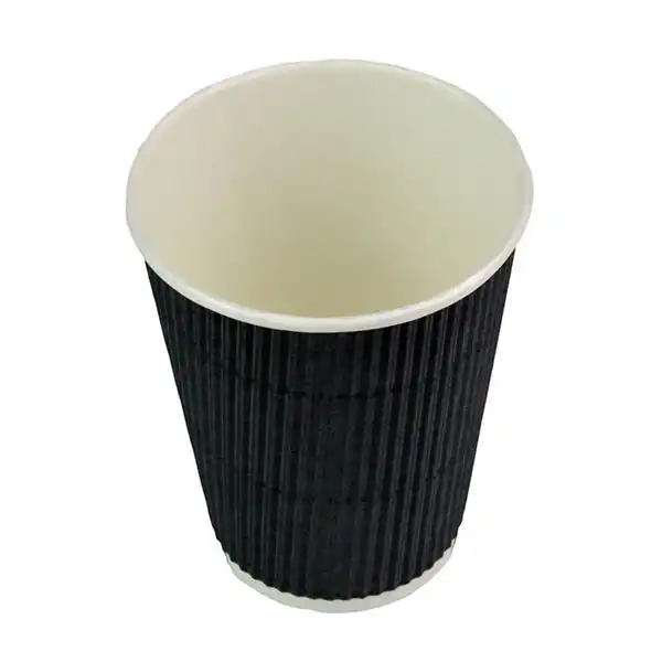 12oz Black Ripple Coffee Cups (d3054p5)
