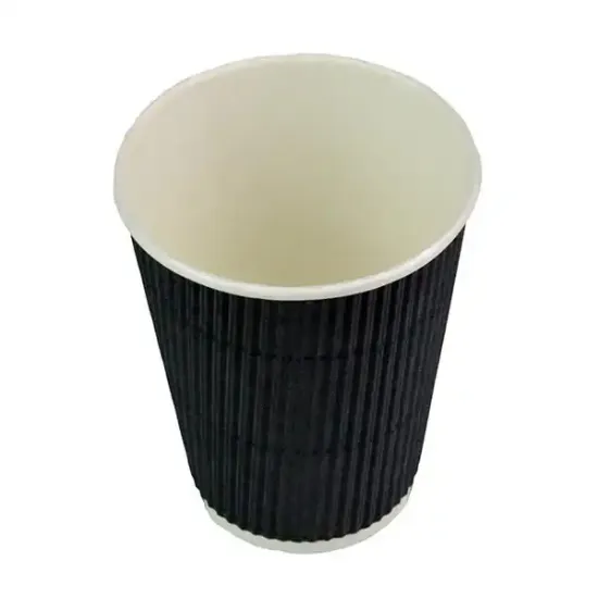 12oz Black Ripple Coffee Cups (d3054p5)