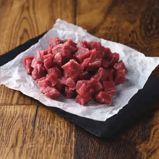 Diced British Beef Stewing, Hand-Cut (Small) - Avg. 1kg+ (bb3560p5)