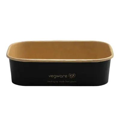 500ml Rectangular Black Paper Food Container ()