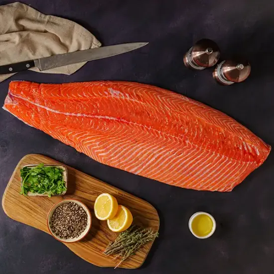 Fresh D-Trim Salmon Fillets, Skin On (sf009p5)
