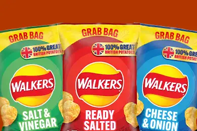 Selection of Walkers crisps flavours.