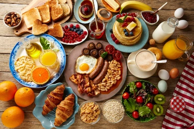 breakfast food, menu