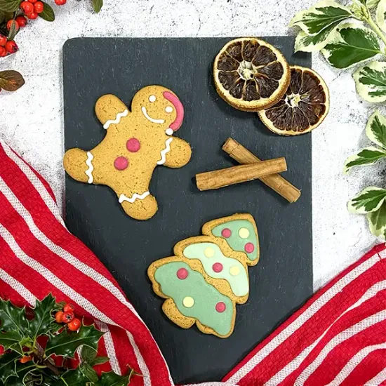 Iced Gingerbread Santa & Xmas Tree (a16092p5)
