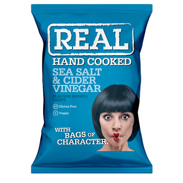 Picture of REAL Hand Cooked Sea Salt & Cider Vinegar Crisps (24x35g)