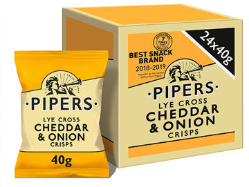 Picture of Pipers Lye Cross Cheddar & Onion Crisps (24x40g)