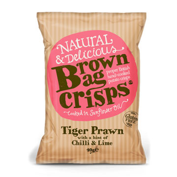 Picture of Brown Bag Crisps Tiger Prawn, Chilli & Lime Crisps (20x40g)