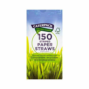 Picture of Caterpack Enviro Range Striped Paper Straws (24x150)