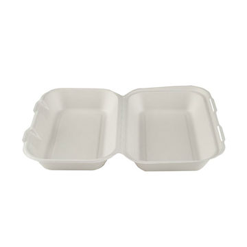Picture of Enviroware 9.5 x 6" Large White Bagasse Clamshells (250)